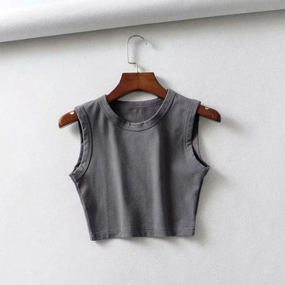 summer vintage white crop tops women biker black punk sexy tank top korean streetwear cropped sleeveless top feminino Gray