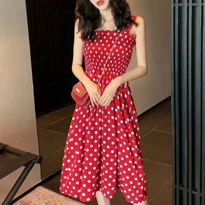 Sexy Off Shoulder Polka Dots Midi Dress Women 2024 Summer Casual High Waist Elegant Office Laides Dresses For Women Badiee Stylez