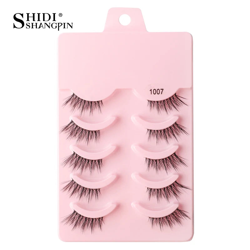 SHIDISHANGPIN 5/10Pairs False Lashes Cat Eye Eyelashes Eyelash Extension 3D Mink Half Lashes Natural Makeup faux Cils maquiagem 5 Pairs 1007