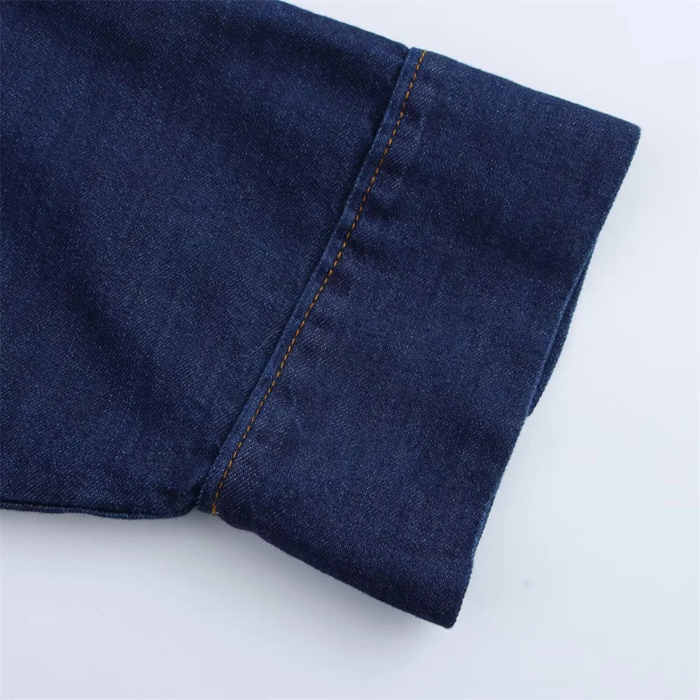 UNIZERA 2025 Women Denim Set Loose Fit Button Down Shirt With Wide Leg Pants Fashionable Casual Wear for Women