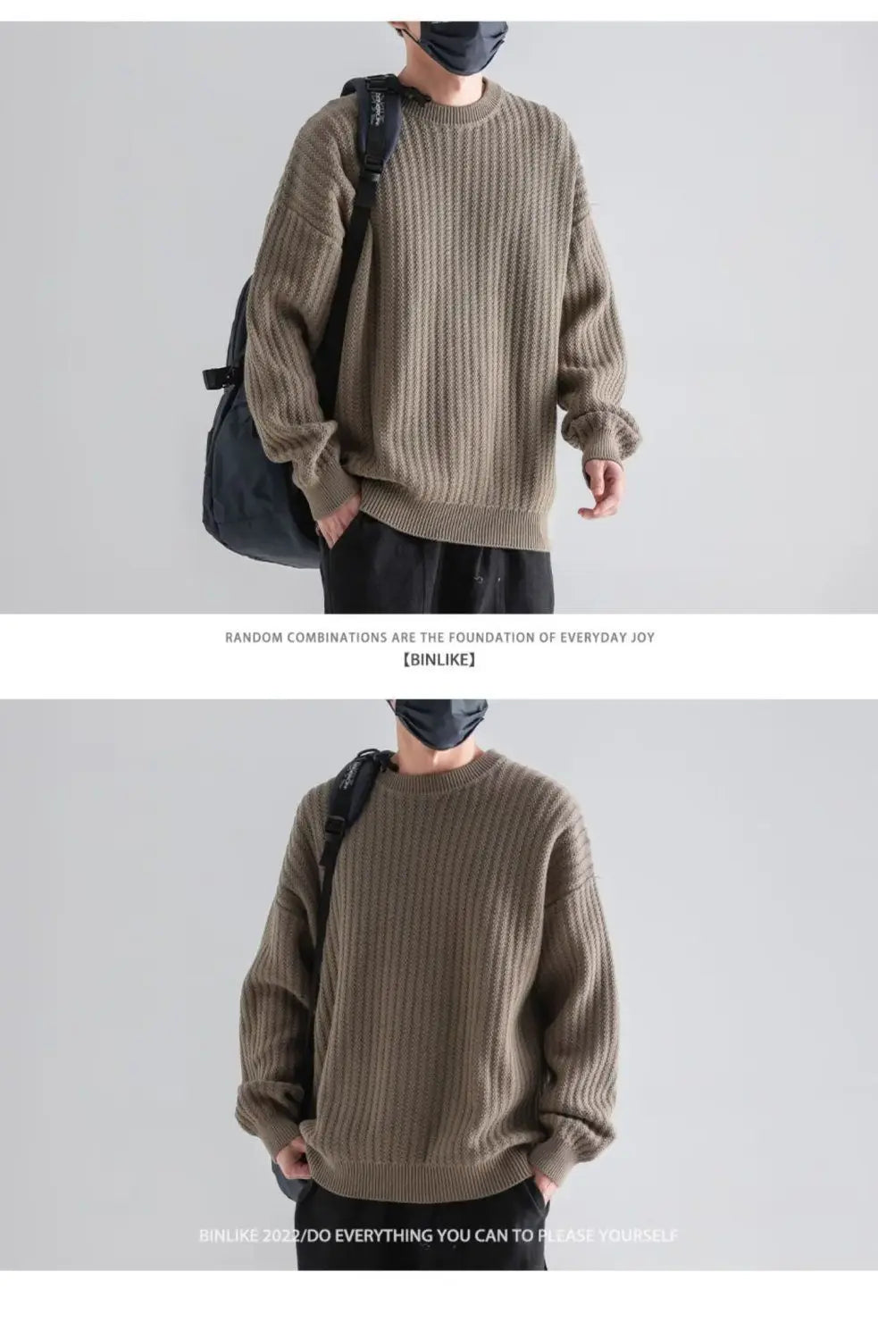 New Round-neck Sweater in Autumn and Winter Wears a Base and a Solid Color and a Trendy Brand Loose Warm Top Badiee Stylez