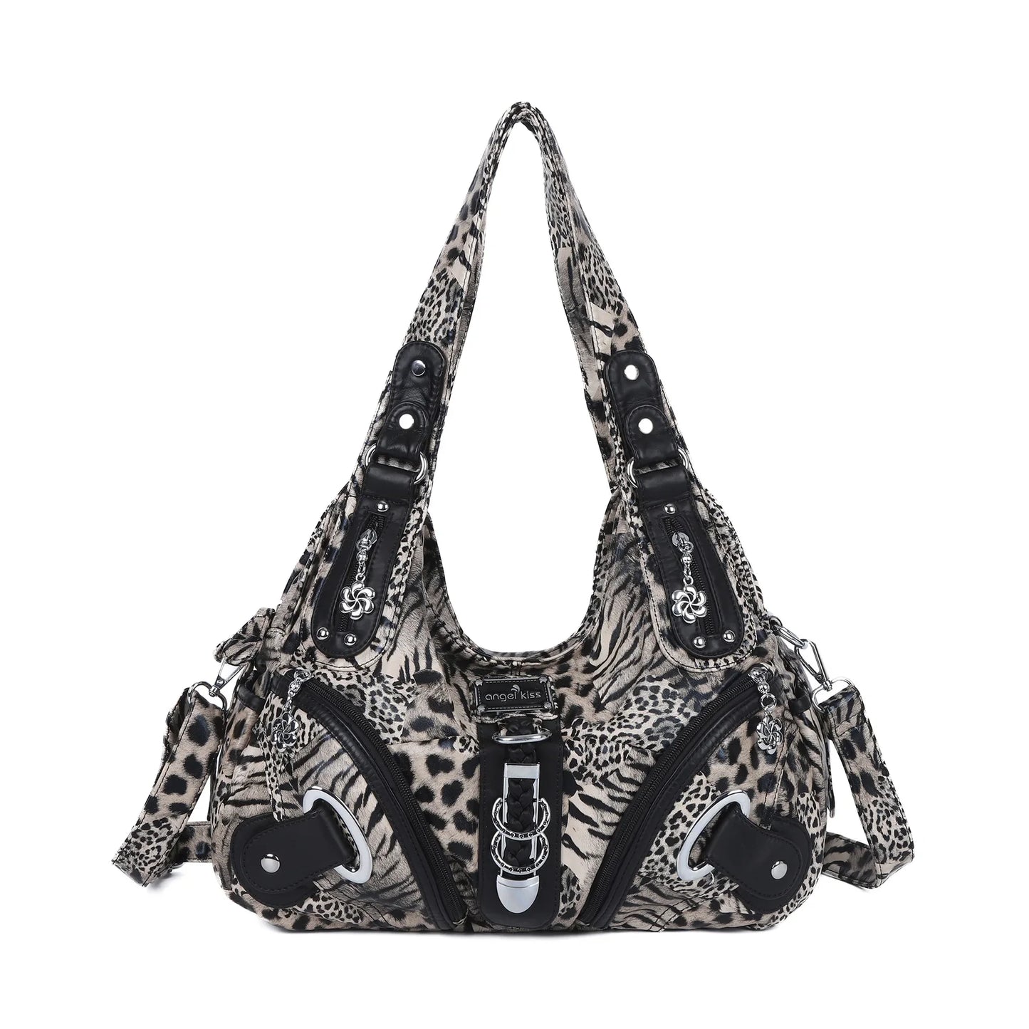 Angelkiss Women Handbags Leopard Bag Top-handle Handbag Fashion Satchel Dumpling Pack Shoulder Bag Tote Bag Hobos Large Purse 38 Brown Leopard