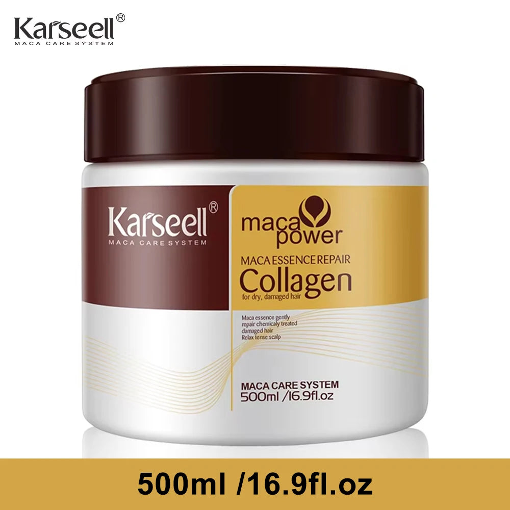 Karseell Collagen Hair Treatment Deep Repair Conditioning Argan Oil Hair Mask Essence for Dry Damaged Hair 100ml/500ml 500ml 16.9fl.oz