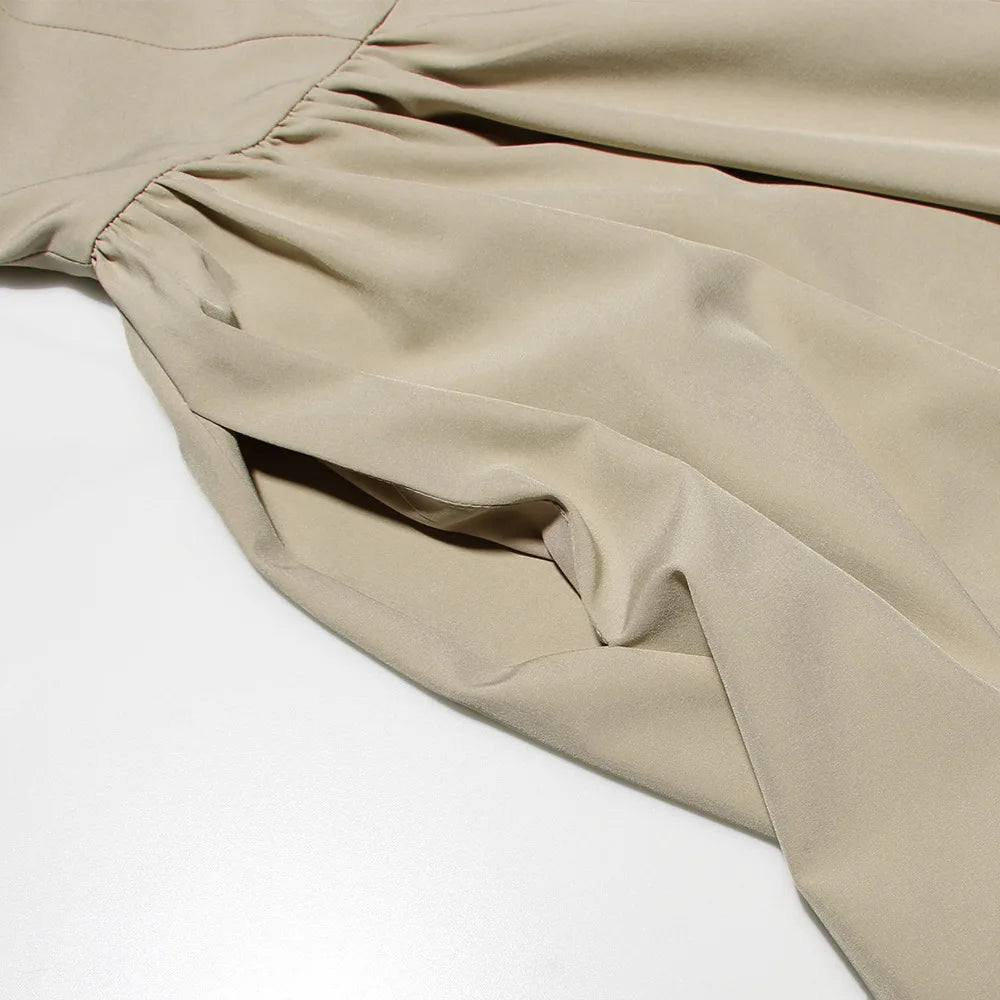 Suninheart Summer Elegant Midi Spaghetti Strap Dresses Slim V Neck A Line Party Dress Khaki Casual Dress Women's Clothing