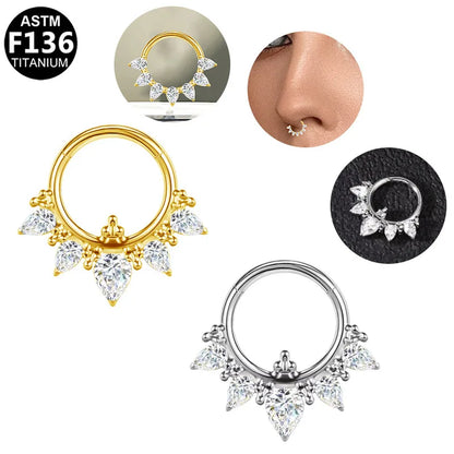 F136 Titanium Nose Ring for Men and Women 16G 8mm Hoop Septum Nose Piercing Jewelry Cartilage Earrings CZ Body Jewelry G23