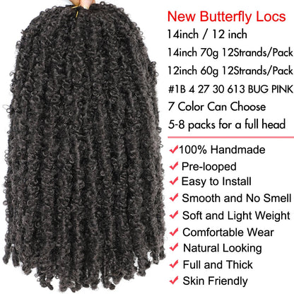 Butterfly Locs Crochet Hair 12 inch Handmade Butterfly Soft Locs Crochet Hair Extensions Synthetic Braiding Hair 12Strands/pack Badiee Stylez
