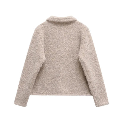 TRZA Women's Floral Button Knit Cardigan Sweater Lapel Collar Long Sleeve Chic Outerwear Fashion Top