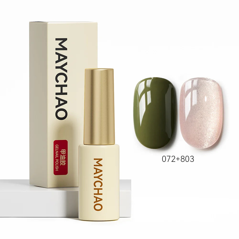 MAYCHAO 5ML Gel Nail Polish 9D Laser Diamond Glitter Cat Eye Gel Semi-Permanent Soak Off UV LED Gel Nail Manicure Tools Nail Art 072And803