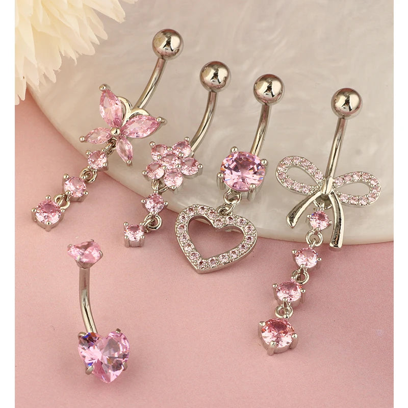 5PCS Cute Dangle Belly Ring Pack 14G Navel Piercing Bulk Sexy Belly Ring Set Belly Button Ring Lot Pircing Ombligo Jewelry style6