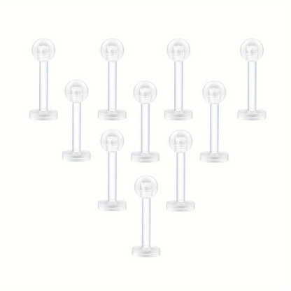 10~20pcs/Set Transparent Acrylic Bioflex Tragus Retainer Lip Studs Ear Helix Earring 6mm 8mm 10mm 12mm Body Piercing Jewelry Badiee Stylez