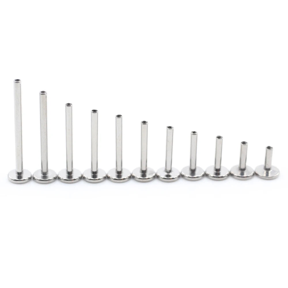 Alisouy 1PC G23 Titanium Internally Threaded Labret Shaft Lip Replacement Flat Bar Ear Tragus Stud Earring Body Piercing Jewelry