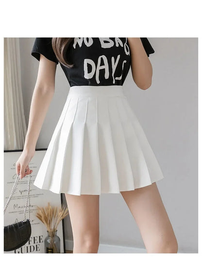 2024 Summer New High Waist Slimming Solid Color A-line Skirt Women's Fashion Sports Tennis Badminton Academy Style pleated skirt