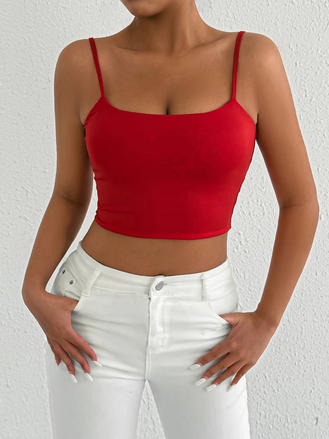 Women Sexy Backless Low Neck Camisole Nightclub Party Style Fashionable Red Tight Fitting Vest underwear Spring And Summer ald1341-red
