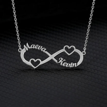 Custom Double Heart Two Names Infinity Necklaces For Women Stainless Steel Customized Necklace Pendant Personalized Jewelry Gift Badiee Stylez