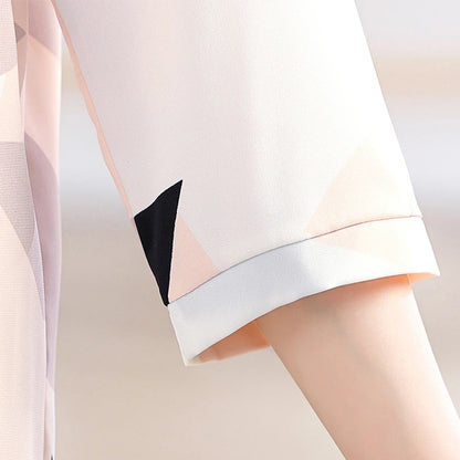 Women's Shirt Middle-aged Mother Elegant Summer Lady Shirts Bandage Floral Printed Chiffon Shirt Blouse Women's Clothing