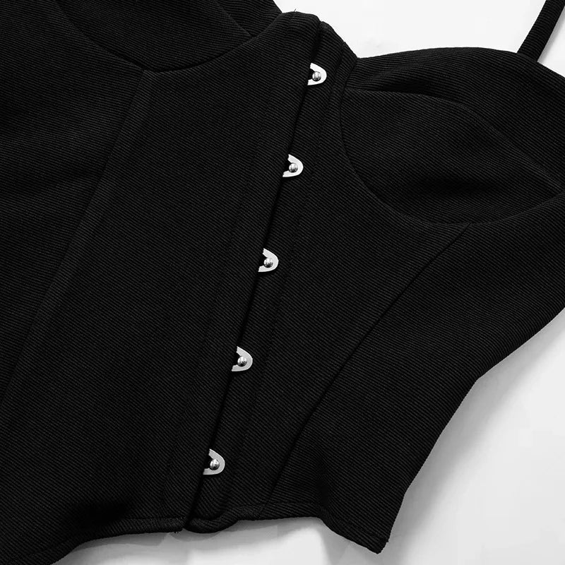 PixieKiki Sexy Black Busiter Corset Tops Club Wear Asymmetrical One Shoulder Backless Crop Top Women's Clothing 2024 C85-DD20