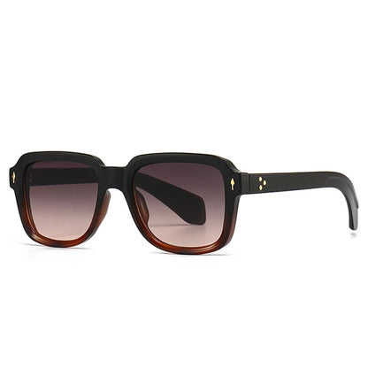 SHAUNA Fashion Sunglasses Women Square Gradient Shades UV400 Retro Rivets Men Sun Glasses Black tea gray pink As the picture