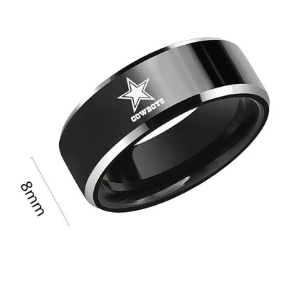 MOREDEAR 8mm Black Titanium Ring Dallas Cowboys For Men and Women