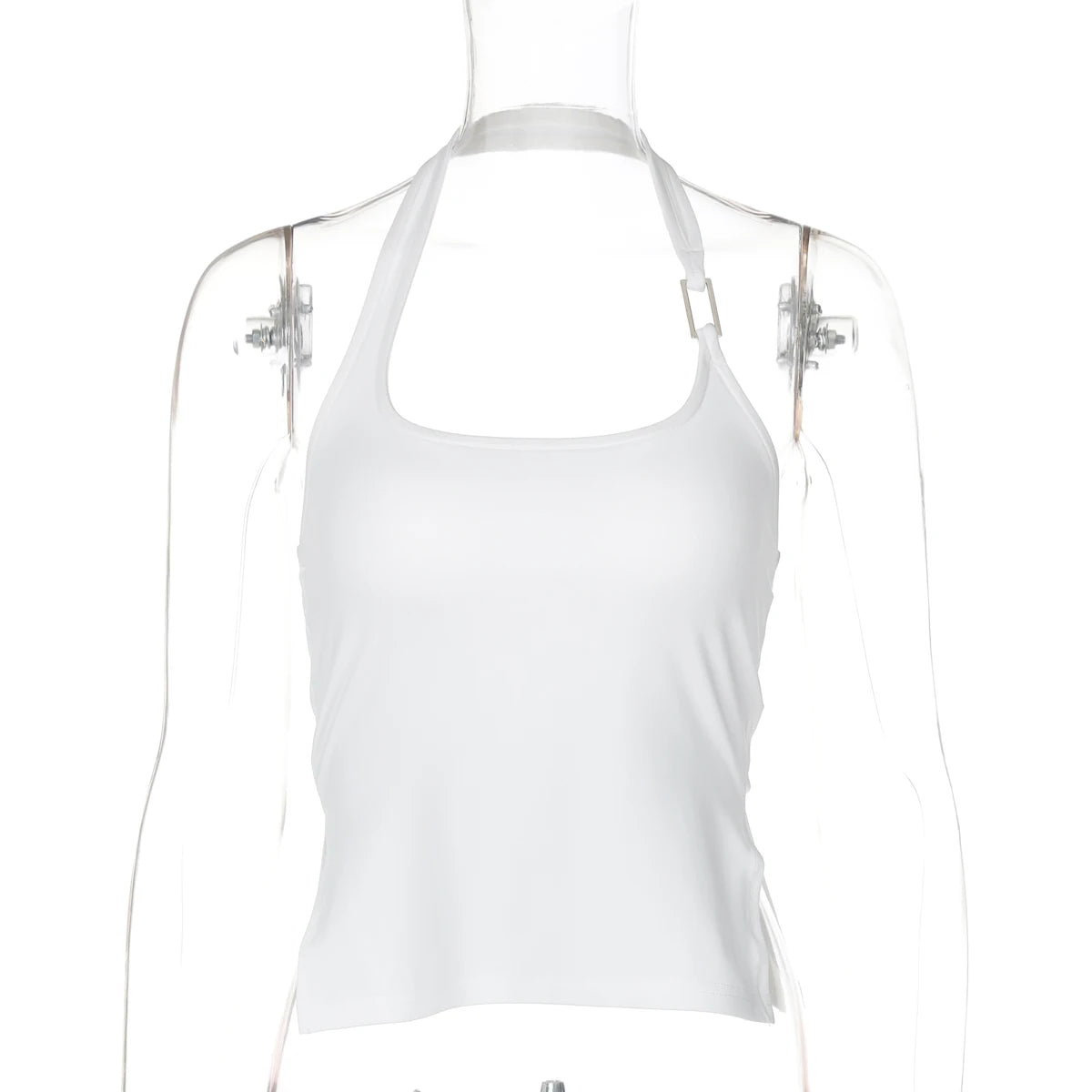 Dulzura Sleeveless Halter Side Slit Top With Button Sexy Casual Tank Party Club Streetwear Women’S Autumn Winter Clothes