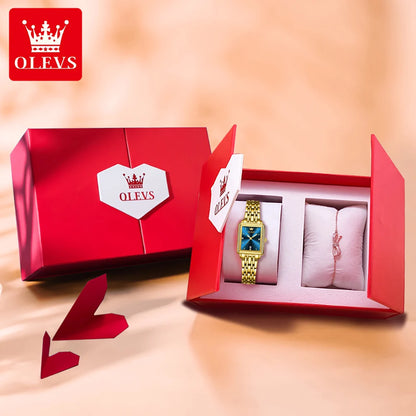 OLEVS 9995 Women's Watch Luxury Elegant Quartz Ladies Wristwatch Top Brand Waterproof Luminous Date Original Watch For Women Blue Set CHINA