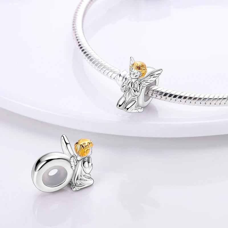925 Silver Lucky Guardian Angel Dangle Beads Charm Women Fit Original Bracelet Necklace Original DIY Jewelry Making Gift
