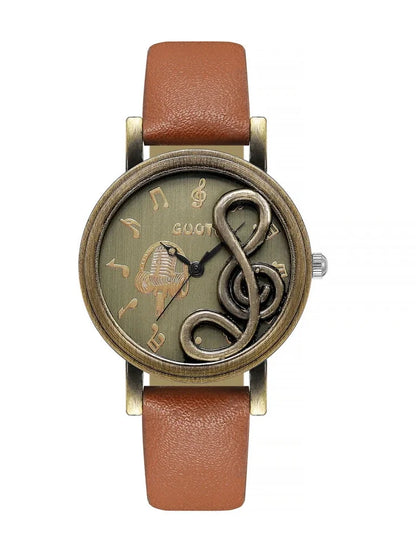 Vintage Women Watches Personalized Music 3D Style Leather Band Ladies Dress Waches Casual Outdoor Wristwatch Relogio Feminino