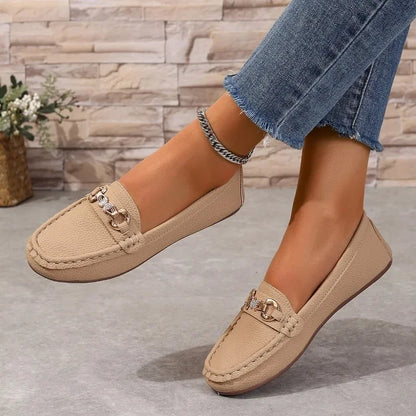 Women's Casual Slip on Mary Jane Shoes 2025 Spring Autumn New Fashion Round Toe Solid Soft Sole Flat Loafers Zapatos De Mujer