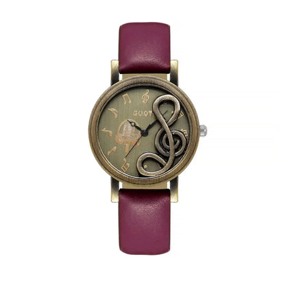 Vintage Women Watches Personalized Music 3D Style Leather Band Ladies Dress Waches Casual Outdoor Wristwatch Relogio Feminino