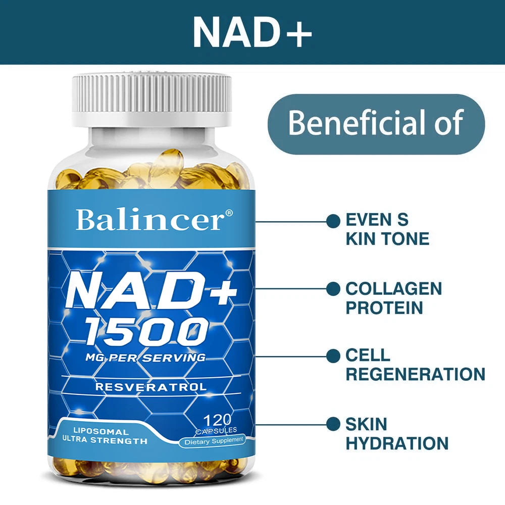 NAD+Supplements,with Resveratrol,Natural Energy Supplement,Support Cell Health,Anti-aging,Enhance Immunity-120 Capsules