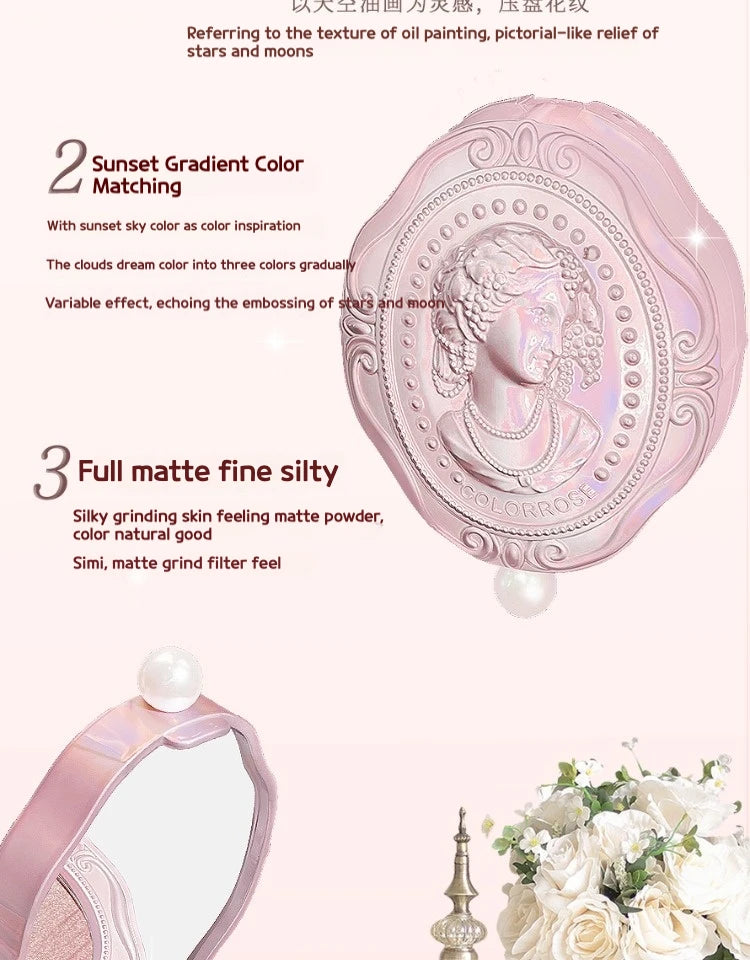 Colorrose Embossed Powder Blush Blue Genuine Nude Makeup Natural Party Blusher Shimmer Pearlescent Highlight Eyeshadow