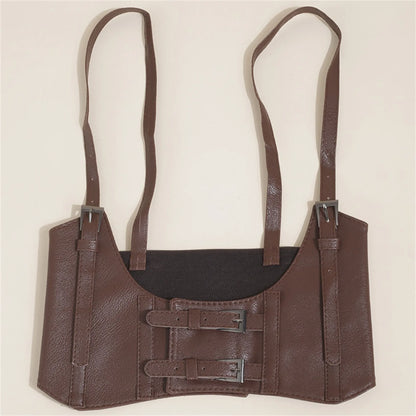 Women's Waist Belt Underbust Corset PU Leather Adjustable Punk Cummerbund Corset Wide Belts Dress Costume Waistband Cincher 1PC