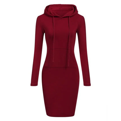 Fashion Sweatshirt Dresses Women's Pocket Hooded Casual Dresses Mini Dresses Badiee Stylez