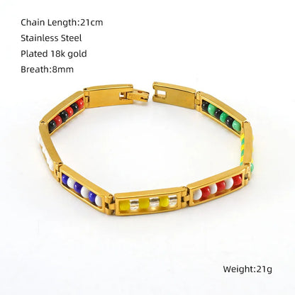 Wholesale New Arrival Stainless Steel Jewelry Green and Yellow Color Orula Elegua Bracelet Mix Beads Unisex Bangle For Women Men Badiee Stylez