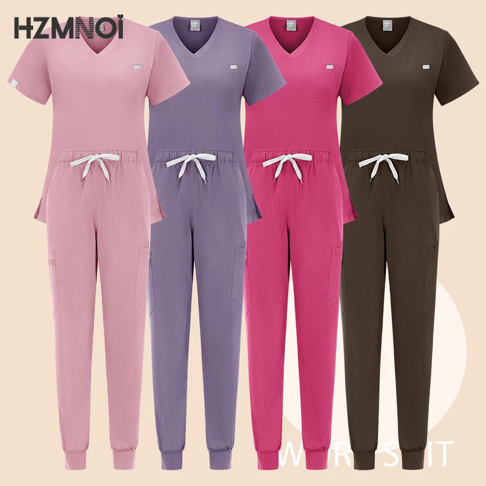 HZMNOI Thick Highquality Suit Unisex Pharmacy Nursing Hospital Doctor's Work Clothes Dental Clinic Beauty Salon Surgical Clothes Badiee Stylez