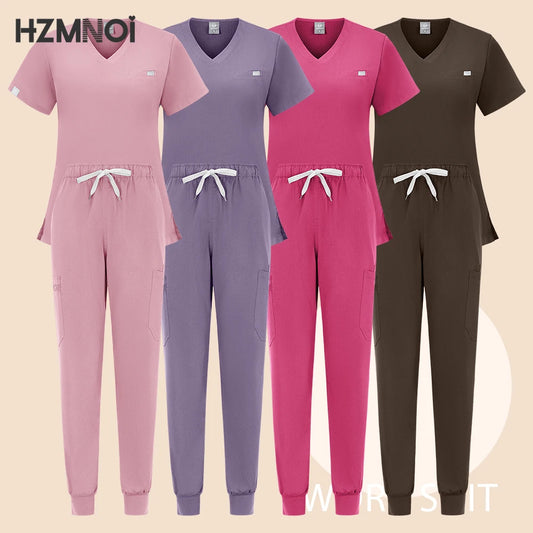 HZMNOI Thick Highquality Suit Unisex Pharmacy Nursing Hospital Doctor's Work Clothes Dental Clinic Beauty Salon Surgical Clothes Badiee Stylez
