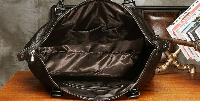 Fashion Genuine Leather Travel Bag Men's Luggage Bags Large Male Duffle Bag weekend Women Shoulder Bag Big Tote Handbag Black