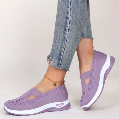 Spring new women's sports shoes, fashionable, breathable, lightweight, non-slip, wear-resistant, casual sports shoes, flat shoes Lavender