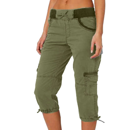 Multi Pocket Trousers Outdoor Y2k Cargo Pants Women Streetwear Sports Cropped Pants Overalls Thin Loose Cargo Shorts Pantalones Yellow