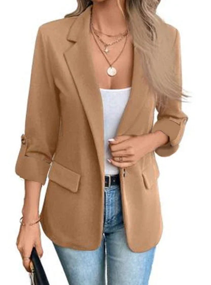 Women's S-2XL Size Commuter New Style Long Sleeve Coat Fashion Cardigan Small Suit Elegant Solid Color Casual Women's Suit Tops