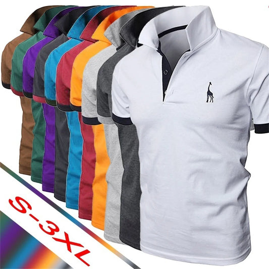 Fashion Icon Cartoon Embroidery Polo Shirt - Slim Fit, Casual Style, Solid Colors for Men - New Summer Collection