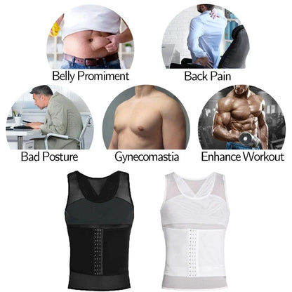 Mens Body Shaper Compression Vest Abdomen Shapewear Tummy Slimming Sheath Gynecomastia Shapers Corset Waist Trainer Fajas Tops Badiee Stylez