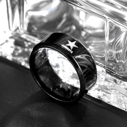 MOREDEAR 8mm Black Titanium Ring Dallas Cowboys For Men and Women