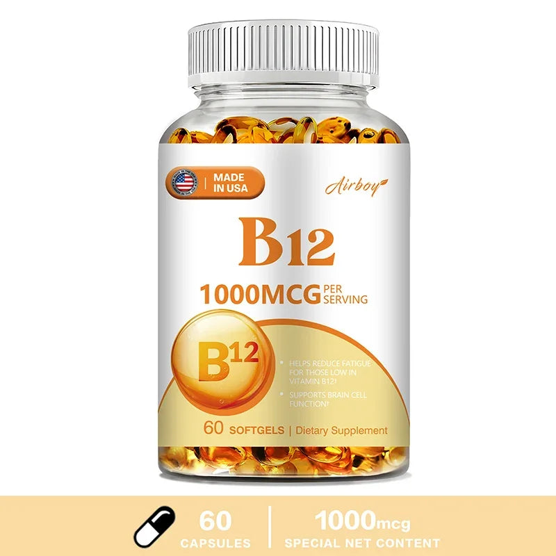 Vitamin B12 1000mcg - Supports Energy Metabolism, Mood and Nervous System Health 60 Capsules