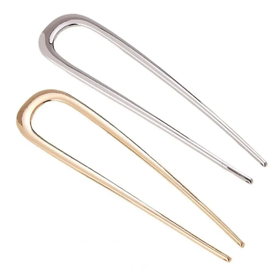 2Pcs French Pins Hair Pins 5.5 Inch Metal U-Shaped Hair Clip Hair Vintage French Twist Hair Pin for Women Girls Hairstyle Gifts Badiee Stylez