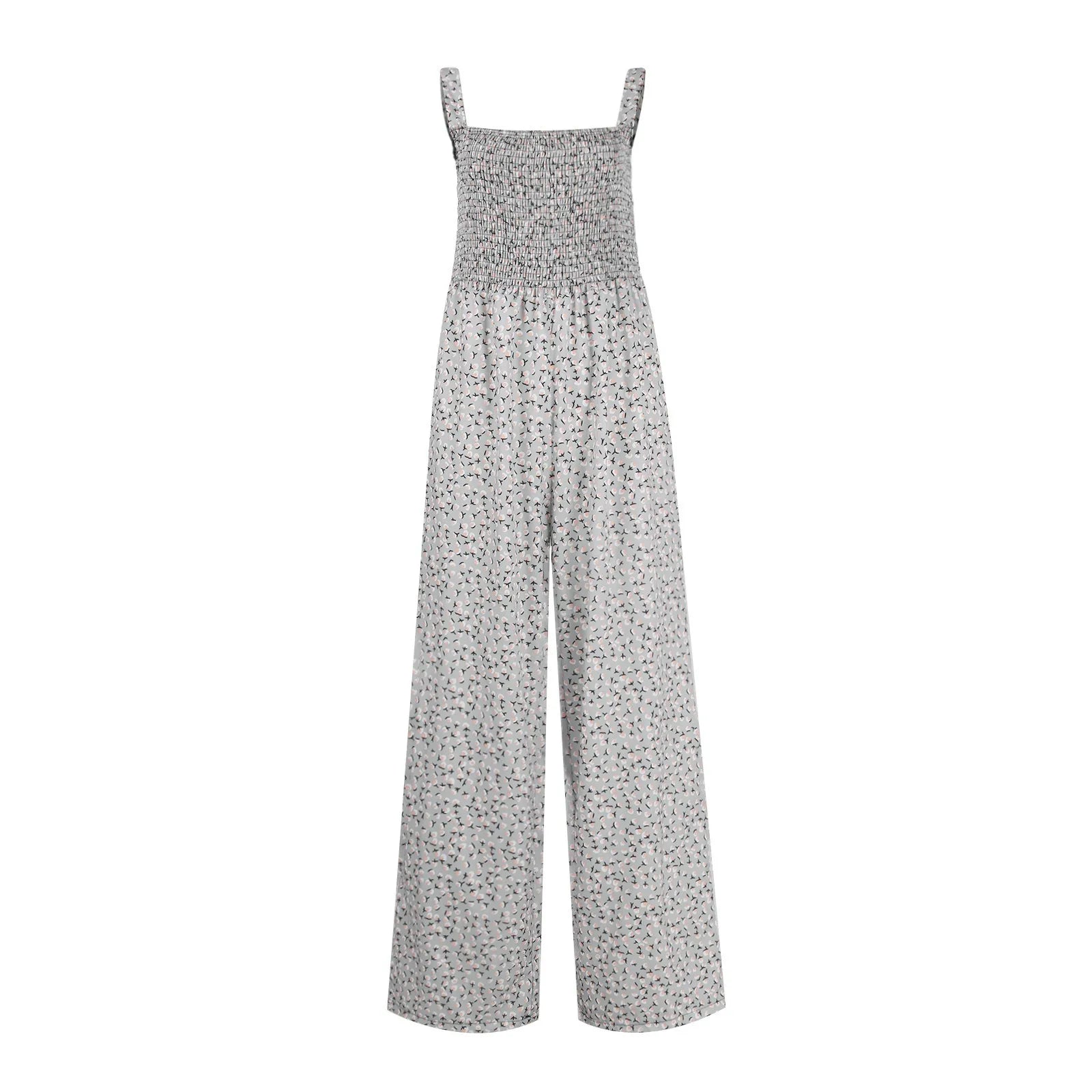 Women'S Suspender Jumpsuits Fashion Trend Pleated Shoulder Straps Printed Pocket Loose Wide Leg Jumpsuits Daily Casual All-Match
