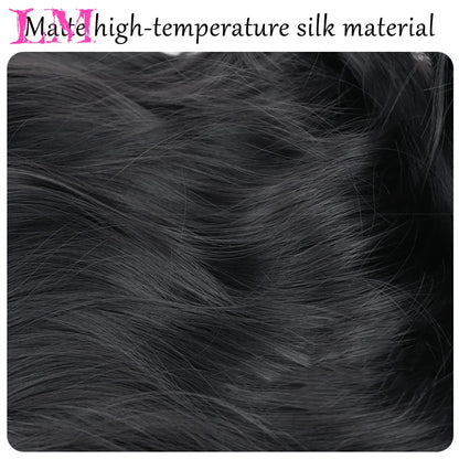 LM Long Silky Straight Synthetic Wigs with Bangs Black Cosplay Party Lolita Hair Wigs for Women Natural Heat Resistant Wig