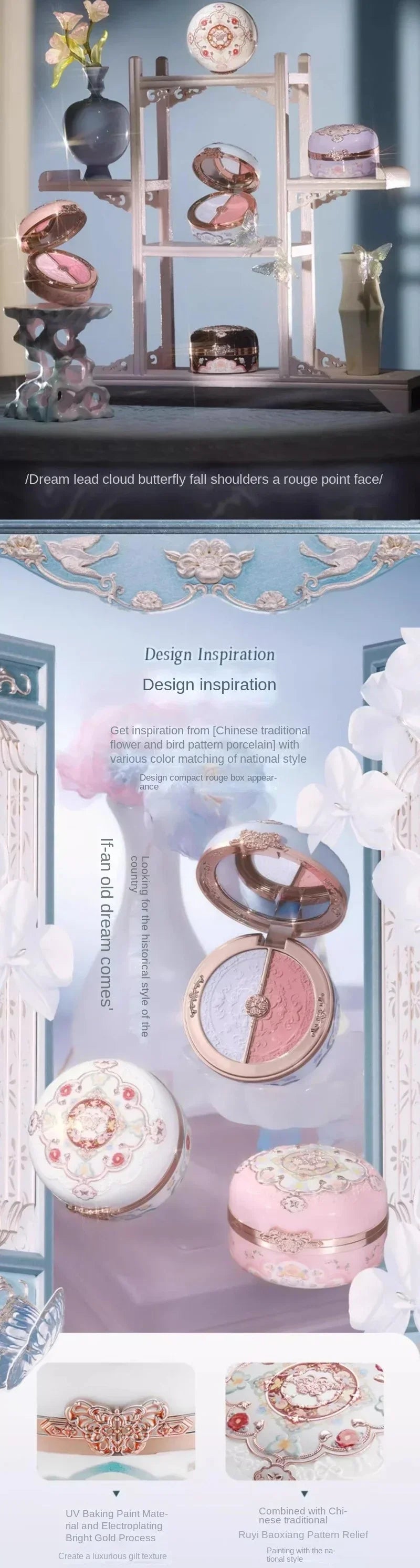 Flower Knows Blusher Butterfly Cloud Collar Collection Rouge Box Duo Blush For Dark Skin Peach Makeup For Cheeks Matte Finish