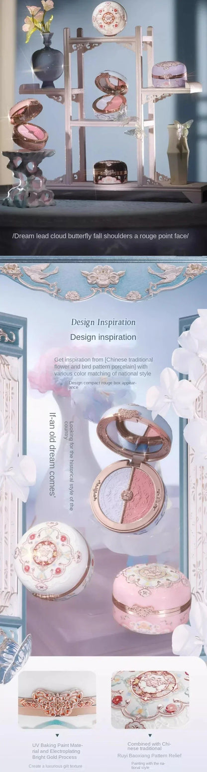 Flower Knows Blusher Butterfly Cloud Collar Collection Rouge Box Duo Blush For Dark Skin Peach Makeup For Cheeks Matte Finish