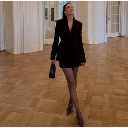 Elegant Lapel Blazer Mini Skirts Sets Women Casual Burgundy Jackets Suit With Hip Package Skirt Female 2025 Spring Chic Outfits