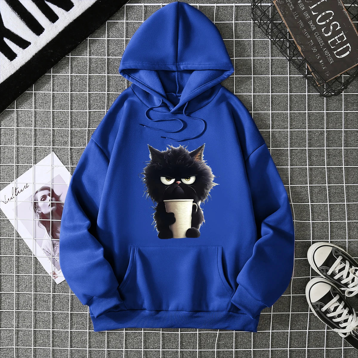 2025 Winter New Women's Hoodie High Street Unisex style Double Pockets Sweatshirts Outerwear Plus-Size Women's Clothing CYXX236 Blue